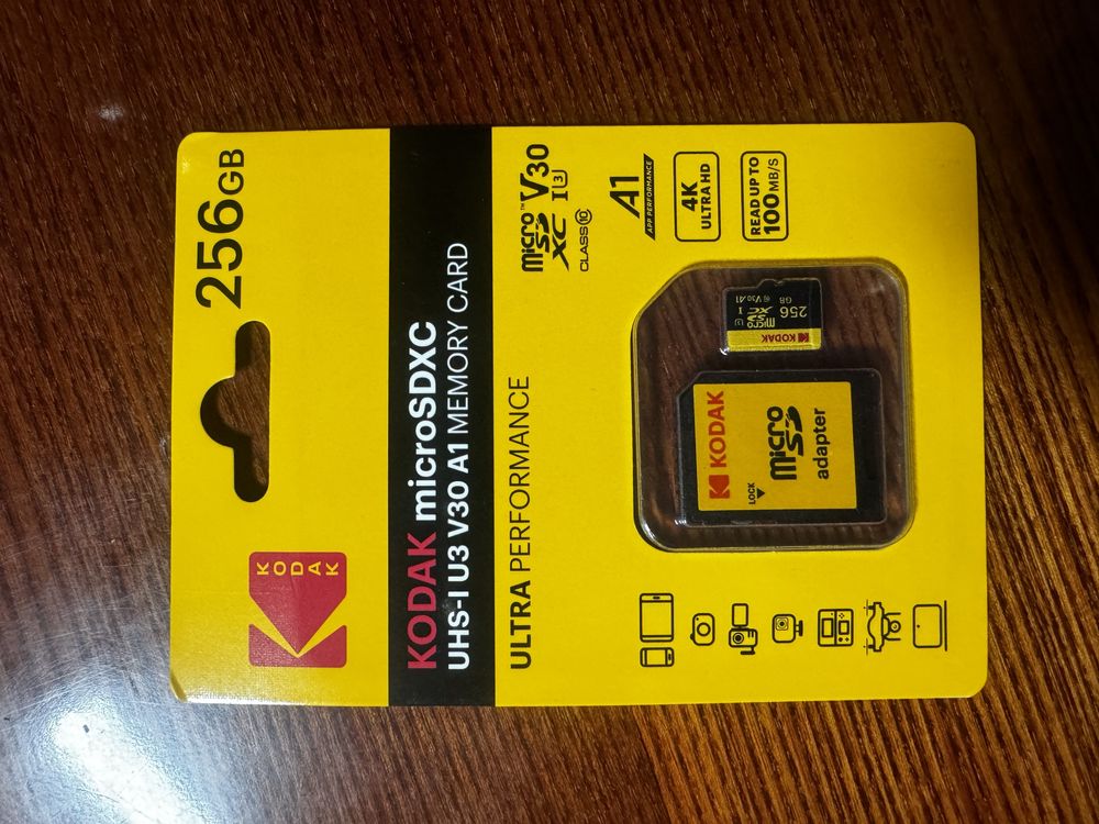 Kodak micro SD 256 Gb U3 A1 class 10 + адаптер