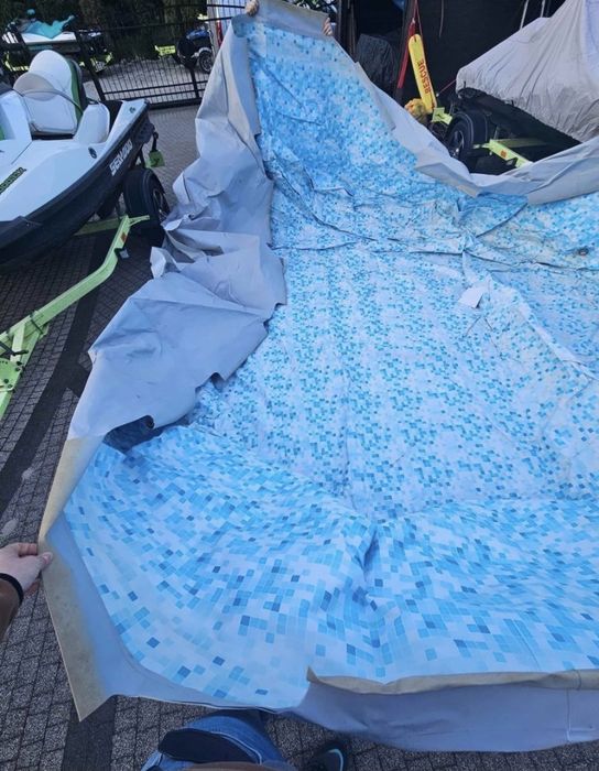 Okrągly bardzo duży basen 488x122 cm rozporowy na stelażu stelażowy