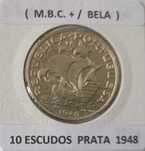 Moeda 10 Escudos 1948  da 2ª República Portuguesa  Emissão Anual Prata