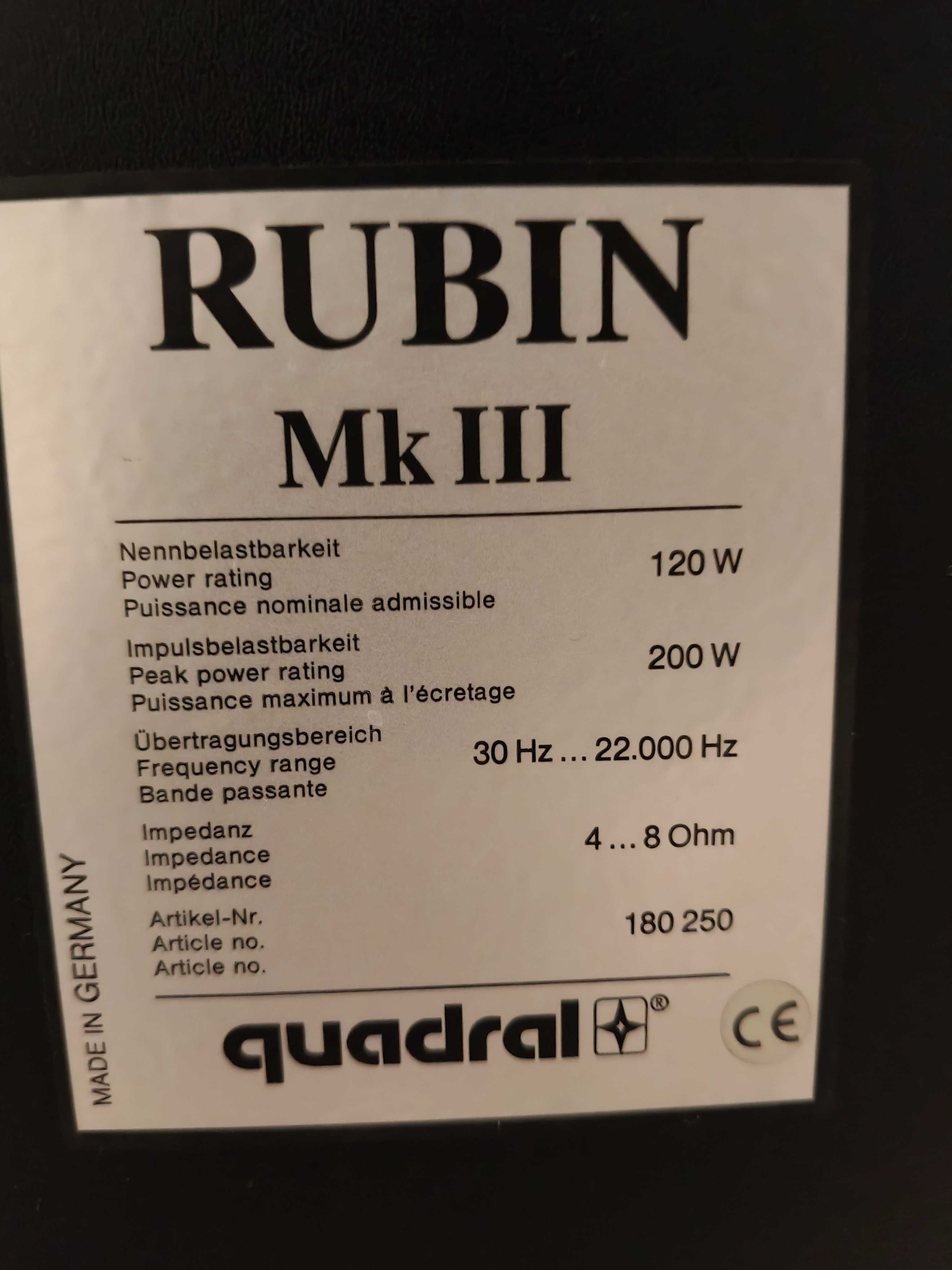 Quadral Rubin MK III para z kablem 2x 2,5m MTrac prof