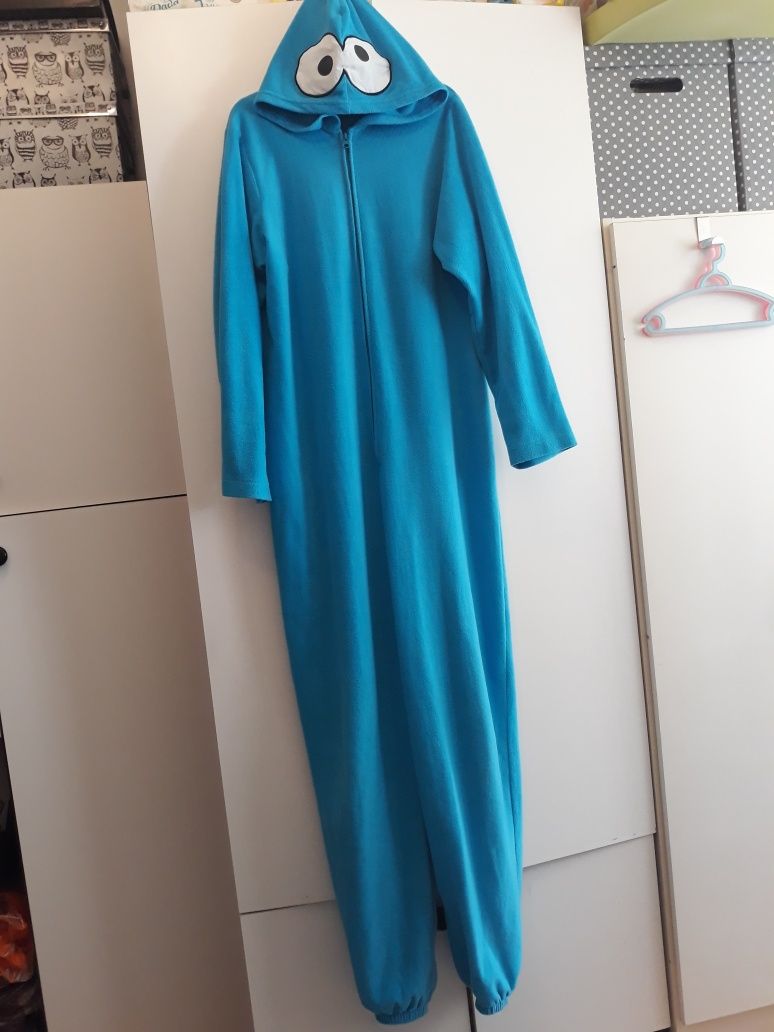 Kombinezon ciasteczkowy potwór piżama onesie kigurumi M niebieski