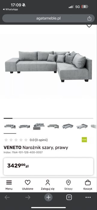 Agata meble nerożnik VENETO sofa rozkladana