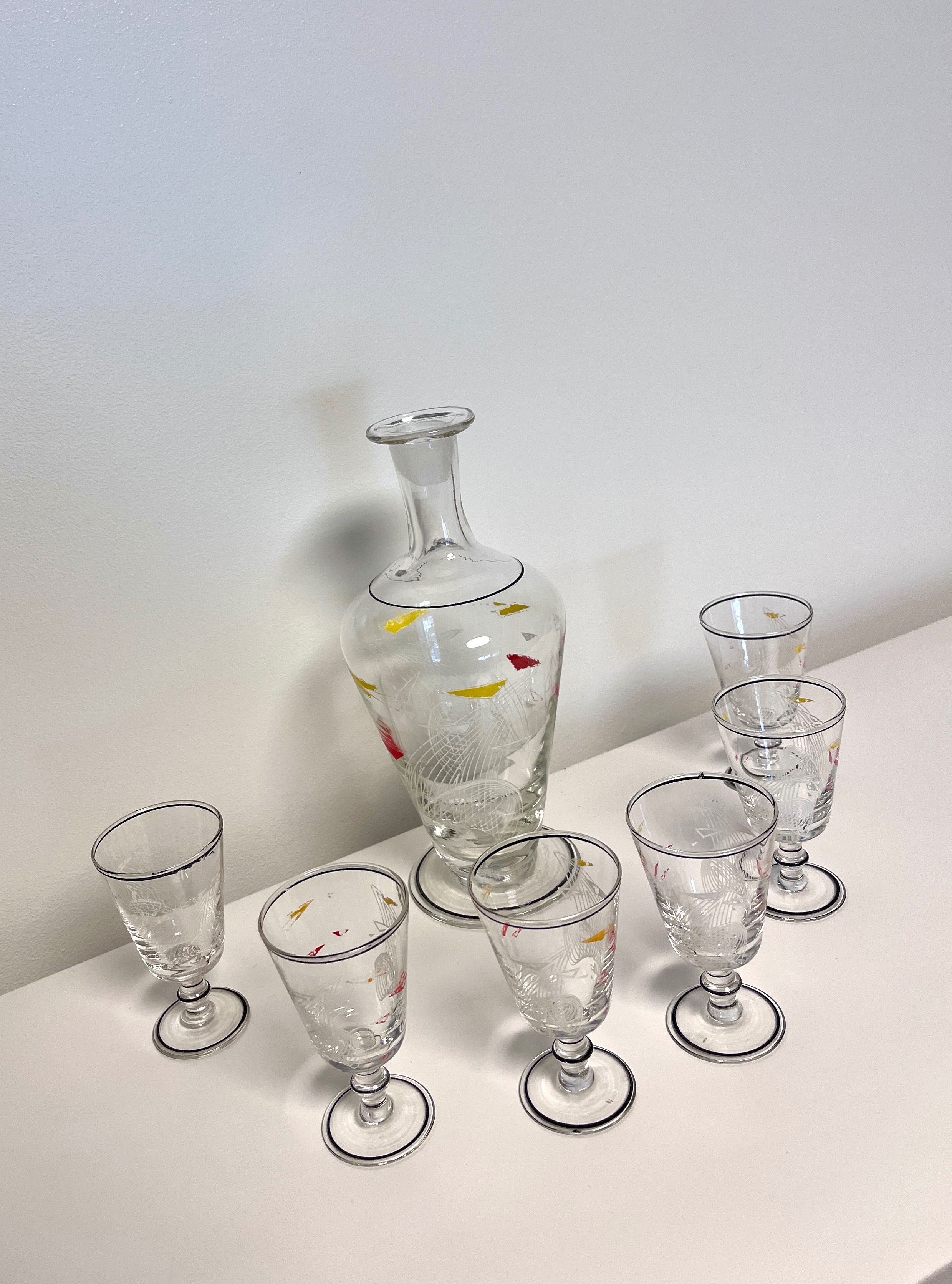 6 copos e garrafa (vintage)
