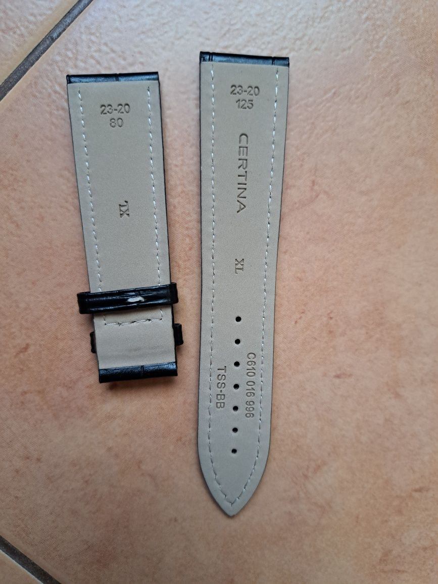 Pasek skórzany do zegarka Certina,rozmiar XL 23-20, Nowy, czarny.