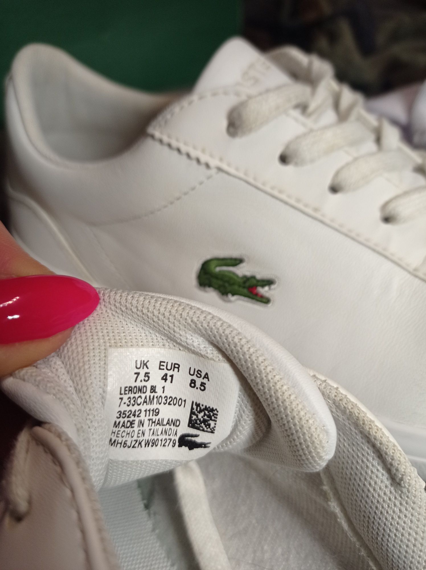Buty Lacoste Lerond BL 1 rozmiar 41 białe trampki skóra naturalna 25,5