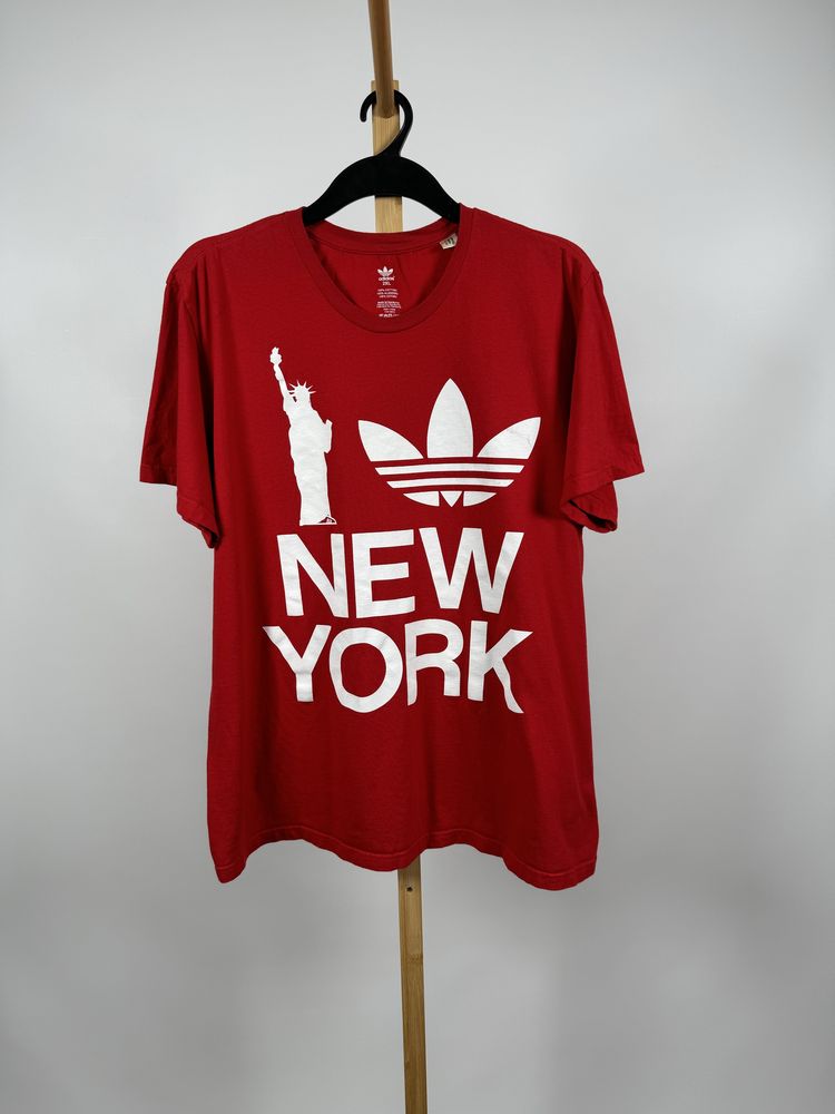 Adidas New York t-shirt czerwona koszulka XXL