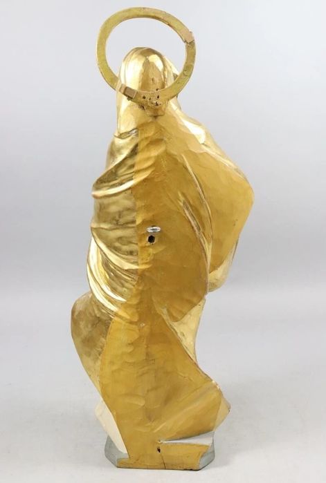 Figura Drewno Matka Boska w złotych szatach XVIII-XIX 50cm polichro