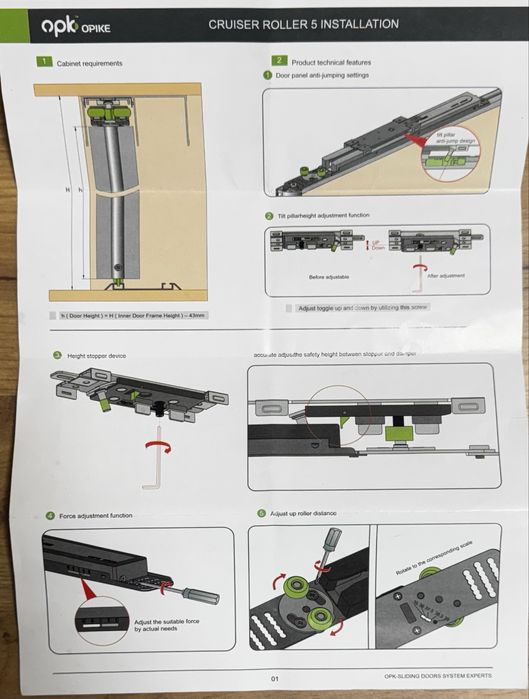 Samodomykacz drzwi przesuwnych system OPK Cruiser 5 sevroll szafa