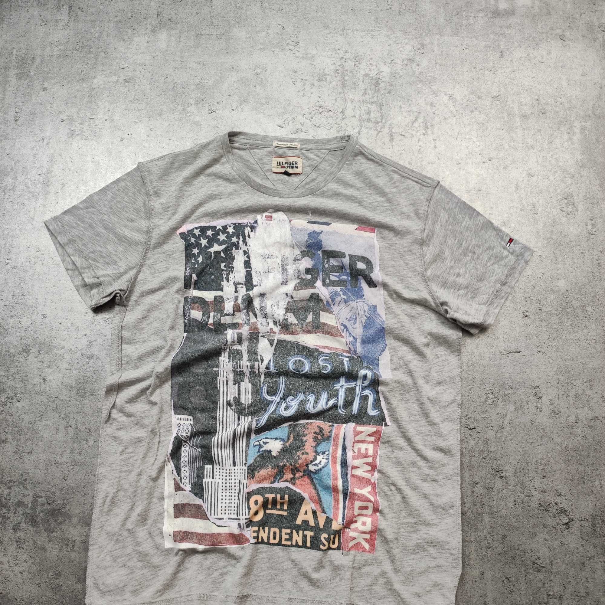 MĘSKA Koszulka Bawełna Duże Logo USA Tommy Hilfiger Denim New York
