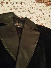 Женский замшевый пиджак с кожаными вставками 48-50 размер