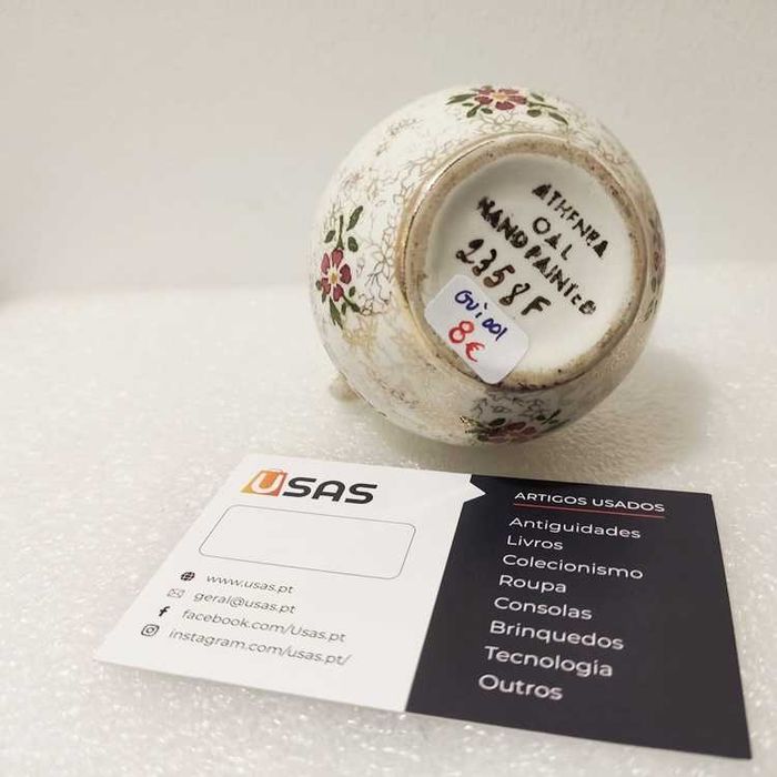 Jarra pequena pintada à mão porcelana de Alcobaça OAL 2358F