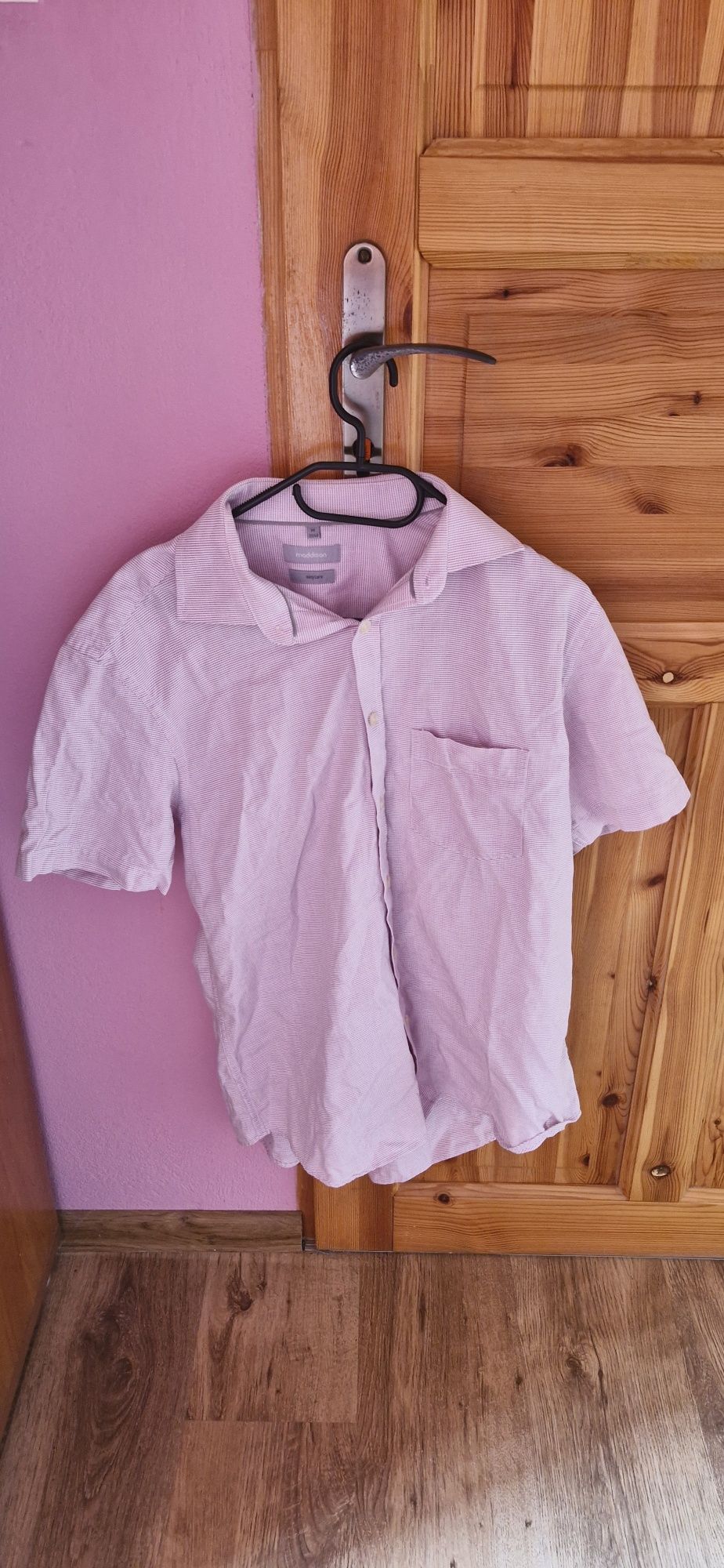 Koszulka polo koszula krótki rękaw w drobną pepitkę bawełna
