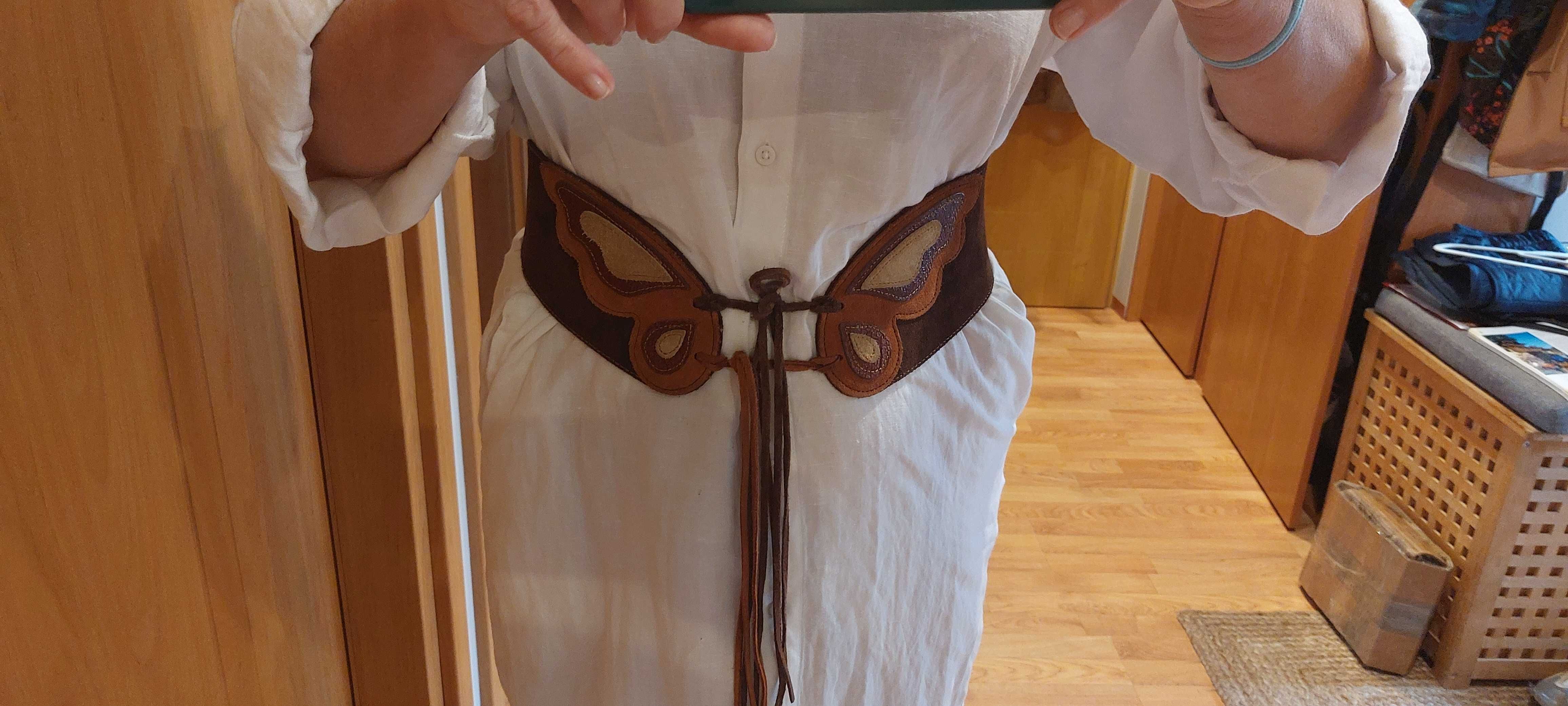 Miss sixty belt pasek skóra motyl Brown and Burgundy Belt boho