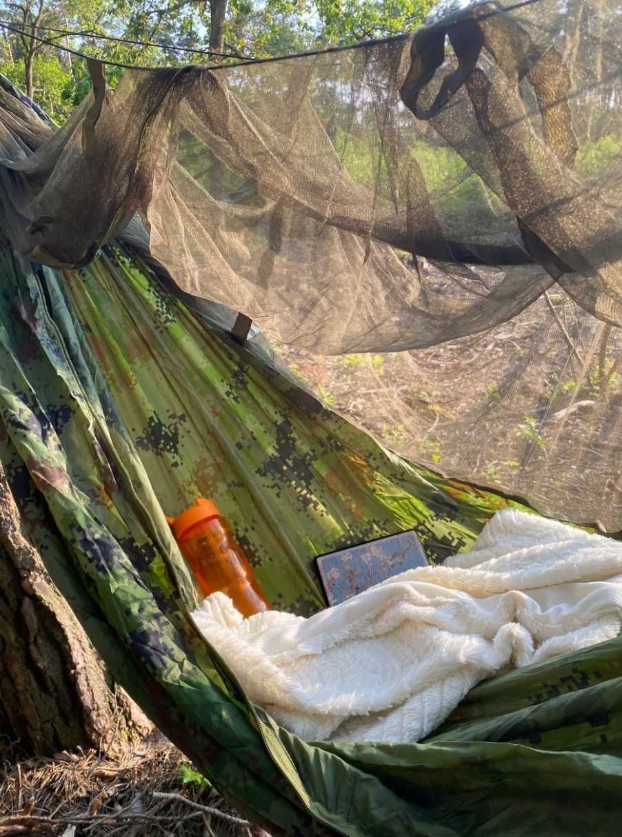 XXL 2w1 Mocny Hamak z Moskitiera Turystyczny Survival Bushcraft+GRATIS