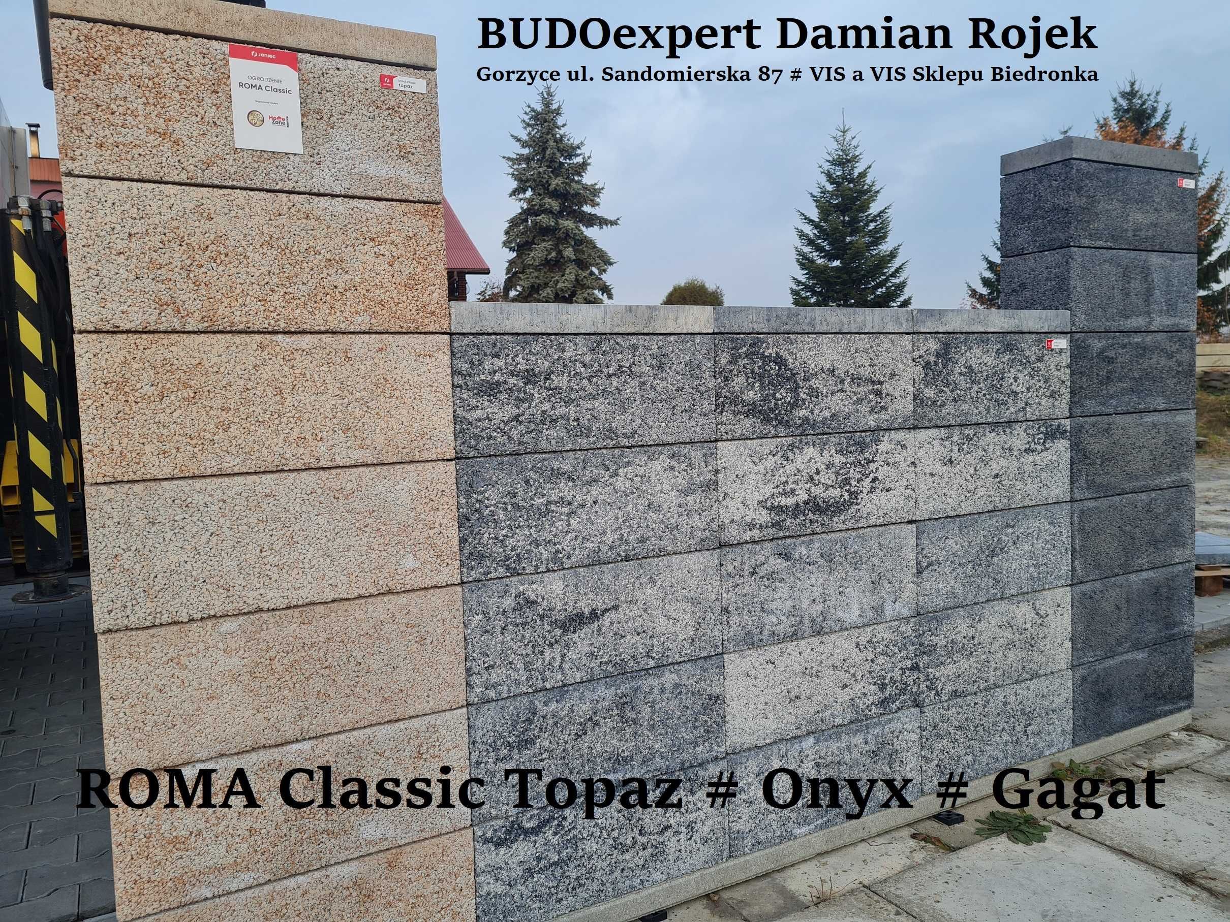 Ogrodzenie modułowe JONIEC ROMA Classic bloczki Topaz Onyx Gagat