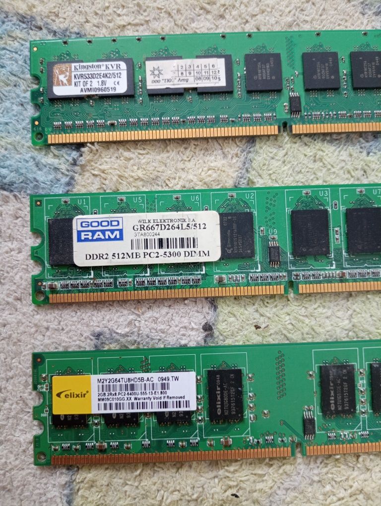 Продам оперативную память ddr2 на 2гб и на 512мб