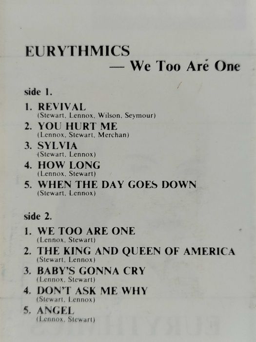Eurythmics We Too Are One