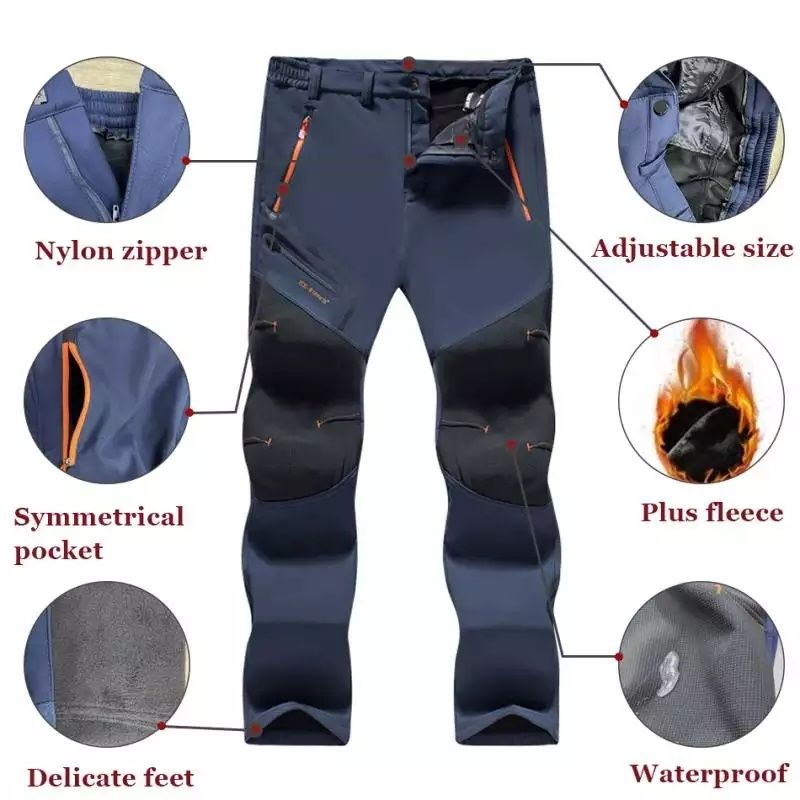Zimowe spodnie trekkingowe ocieplane softshell górskie narciarskie L