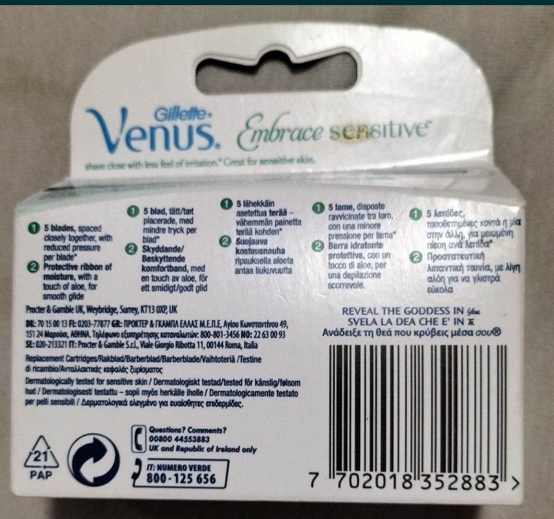 Gillette Venus Embrace sensitive,4 szt. o 5 ostrzach