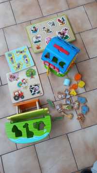 Zabawki montessori drewniane arka noego sorter, puzzle
