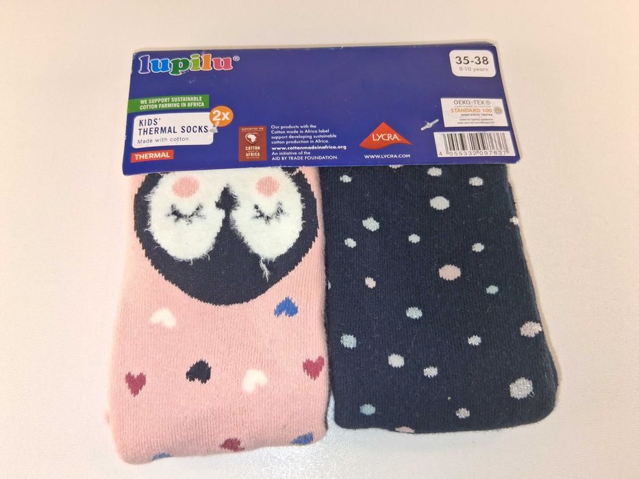 A290 Skarpetki Termiczne Dziecięce Lupilu Zestaw 2 Pary Wzory Roz35-38