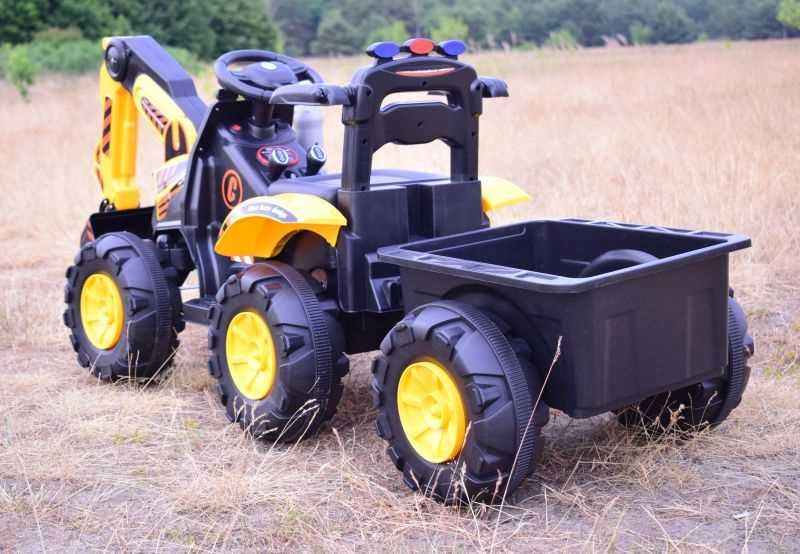 Autko traktor KOPARKA NA AKUMULATOR Z PRZYCZEPĄ jeździk pojazd pilot
