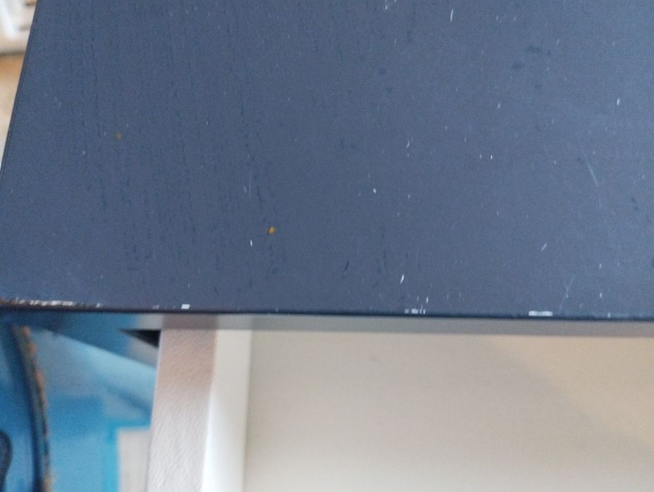 Biurko Ikea granatowe drewno plus stał używane