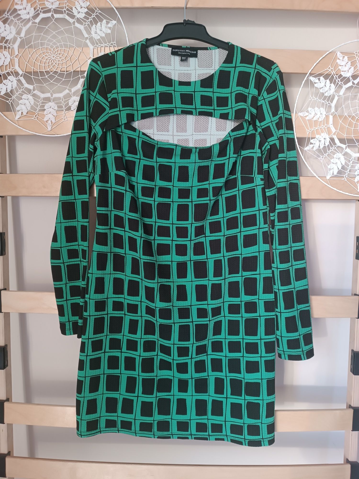 Nowa sukienka 44 XXL 16 Dorothy Perkins zielona czarna letnia wycięcie