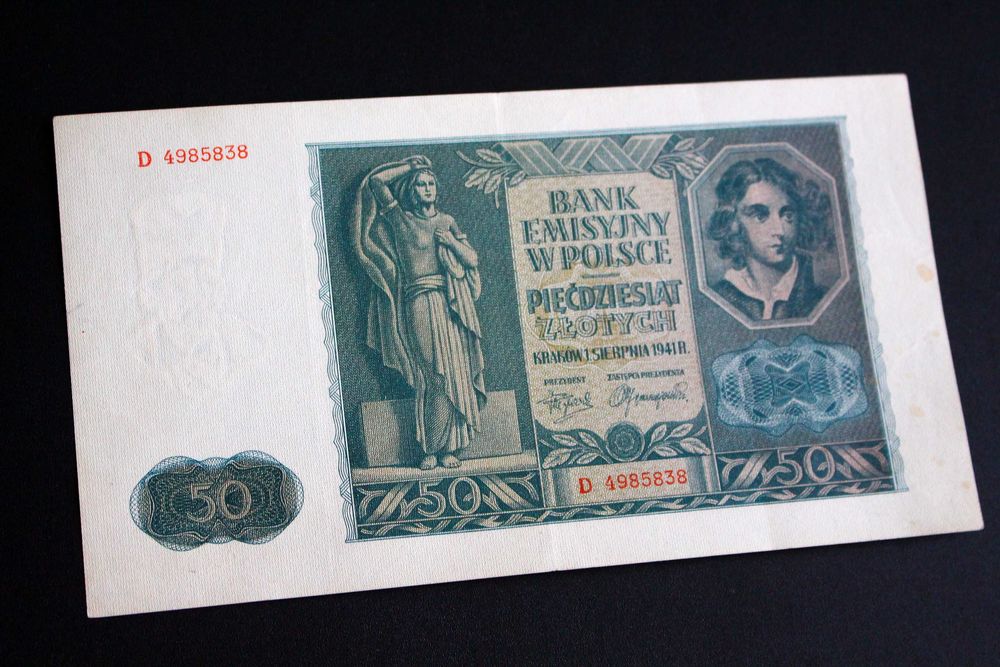 Banknot 50 zł 1941 rok seria D