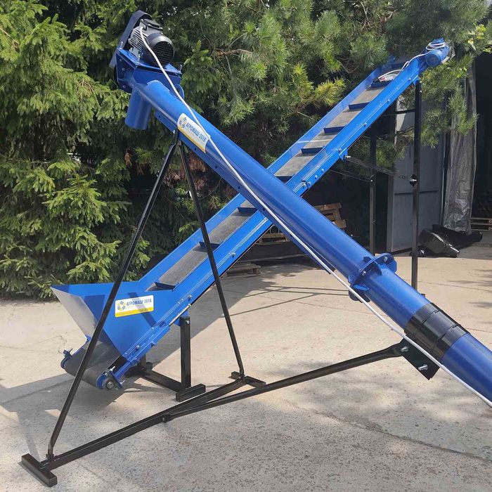 Транспортер, конвейер ленточный, стрічковий з шевронами, ковшами.