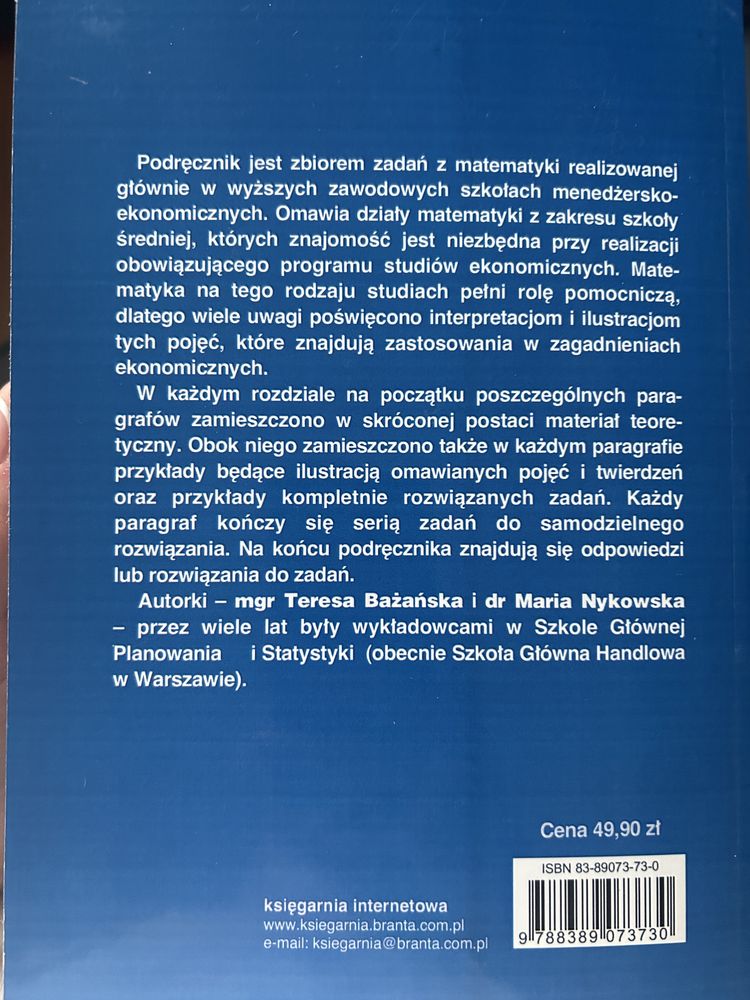 Matematyka w zadaniach teresa bazanska nykowska