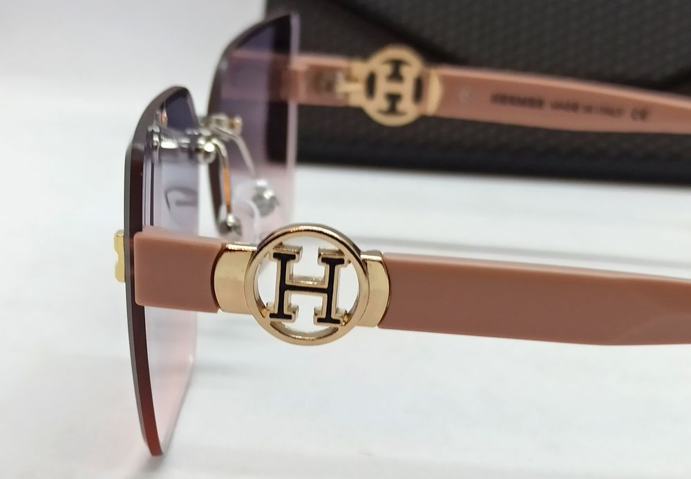 Брендовые женские очки фиолетово розовый градиент безоправные в футляр