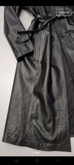 100% skóra naturalna real leather długi płaszcz long leather coat