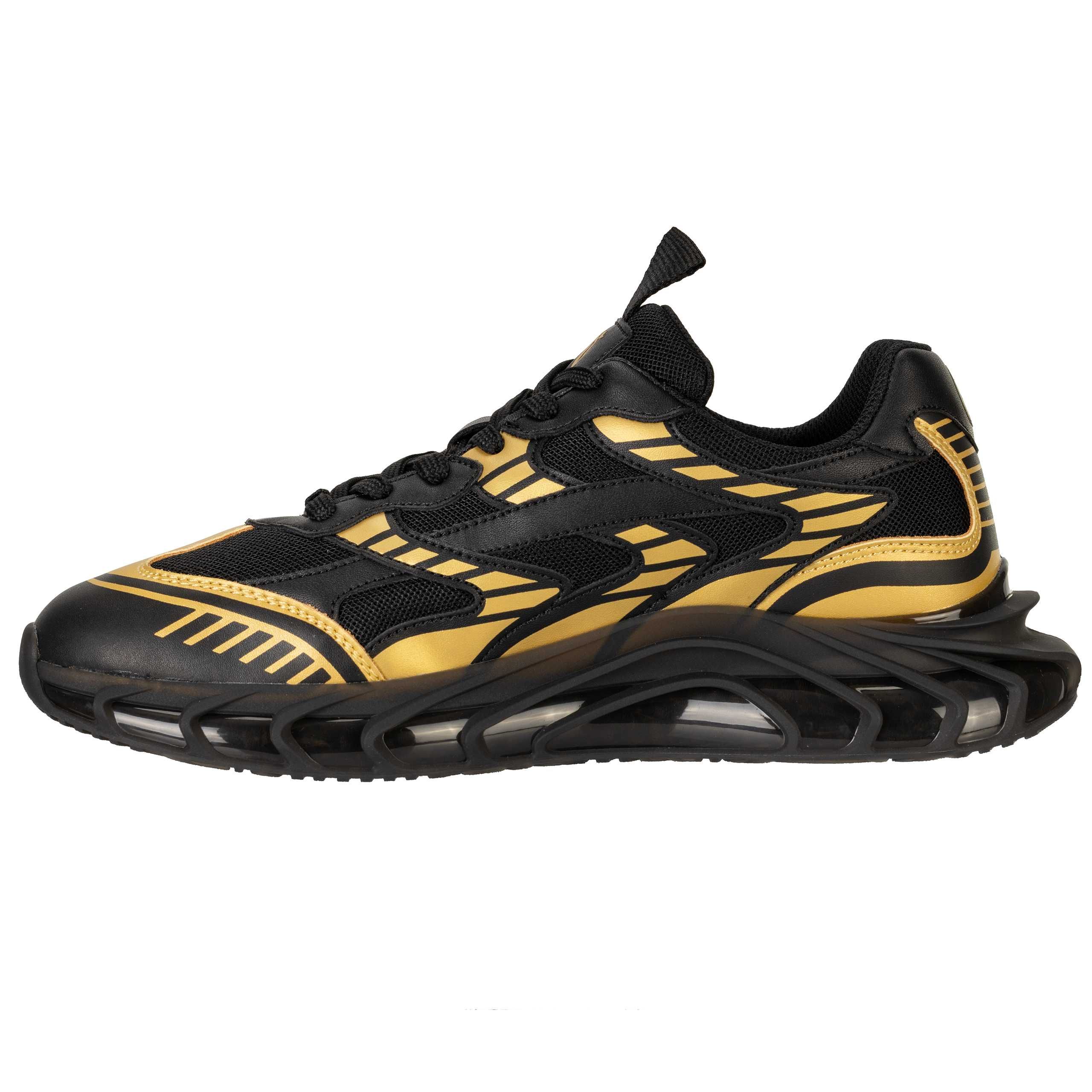 JUST CAVALLI skórzane sneakersy męskie BLACK / GOLD