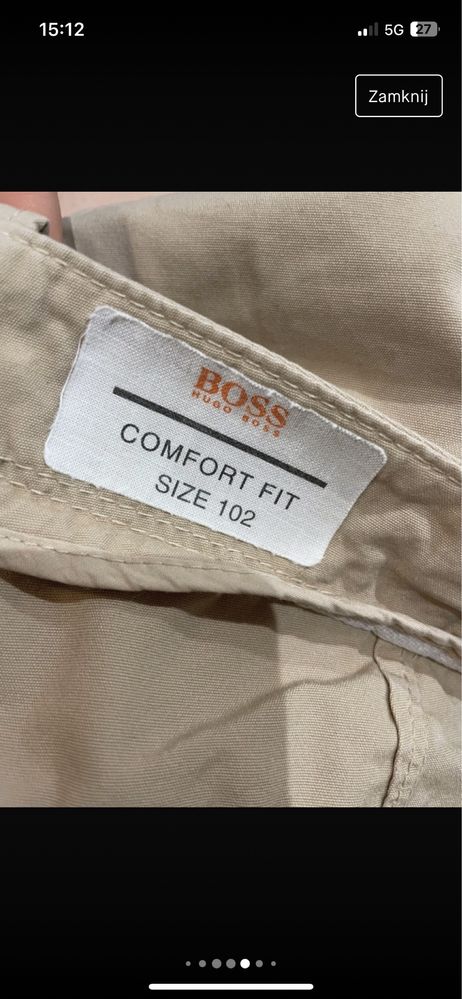 Super meskie spodnie bezowe oryginalne Boss Hugo Boss r102 comfort fit