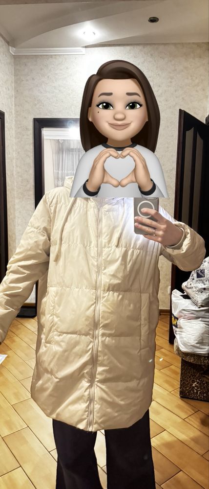 Пуховик бежевий oversize Zara