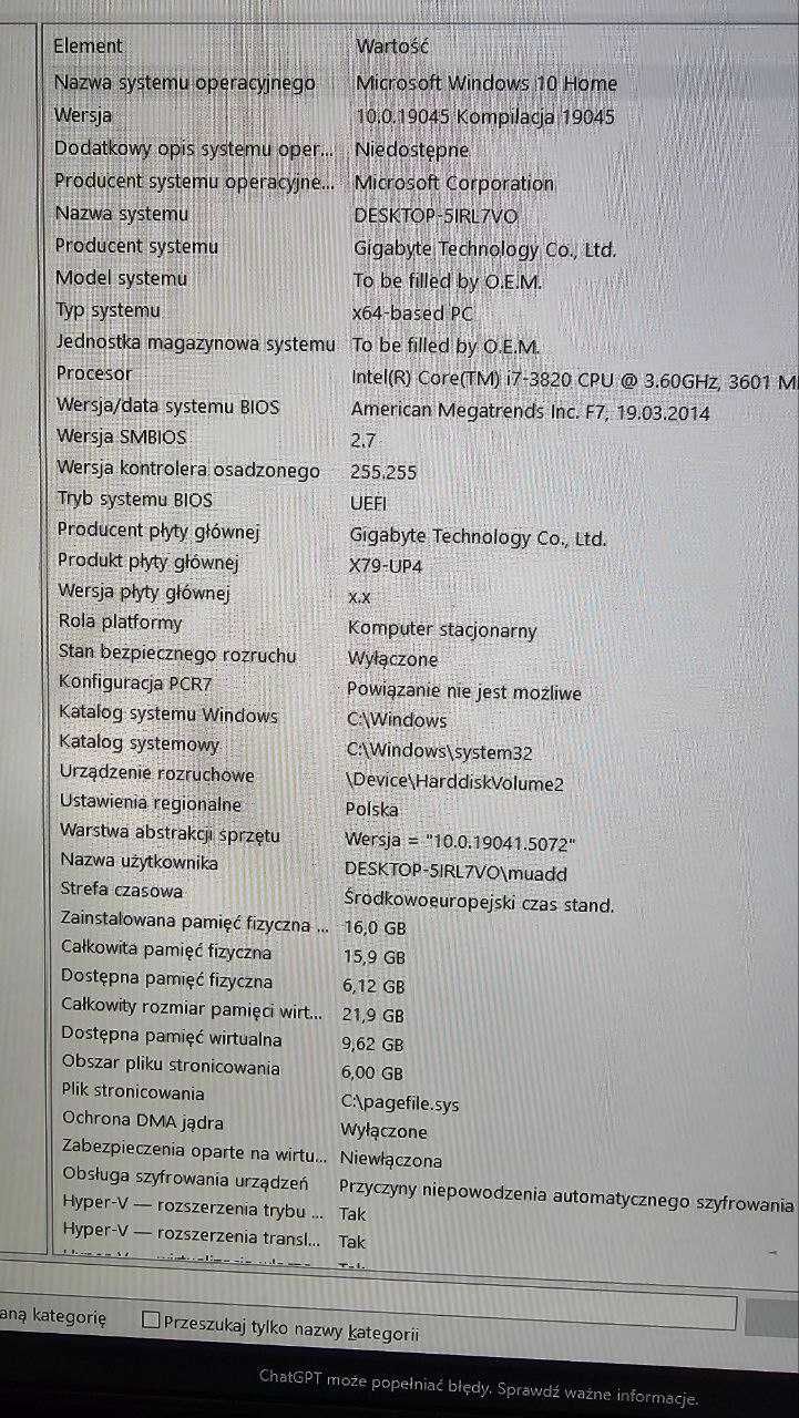 Komputer stacjonarny i7-3820, GTX 1050Ti, 16GB RAM, Dysk SSD 250.