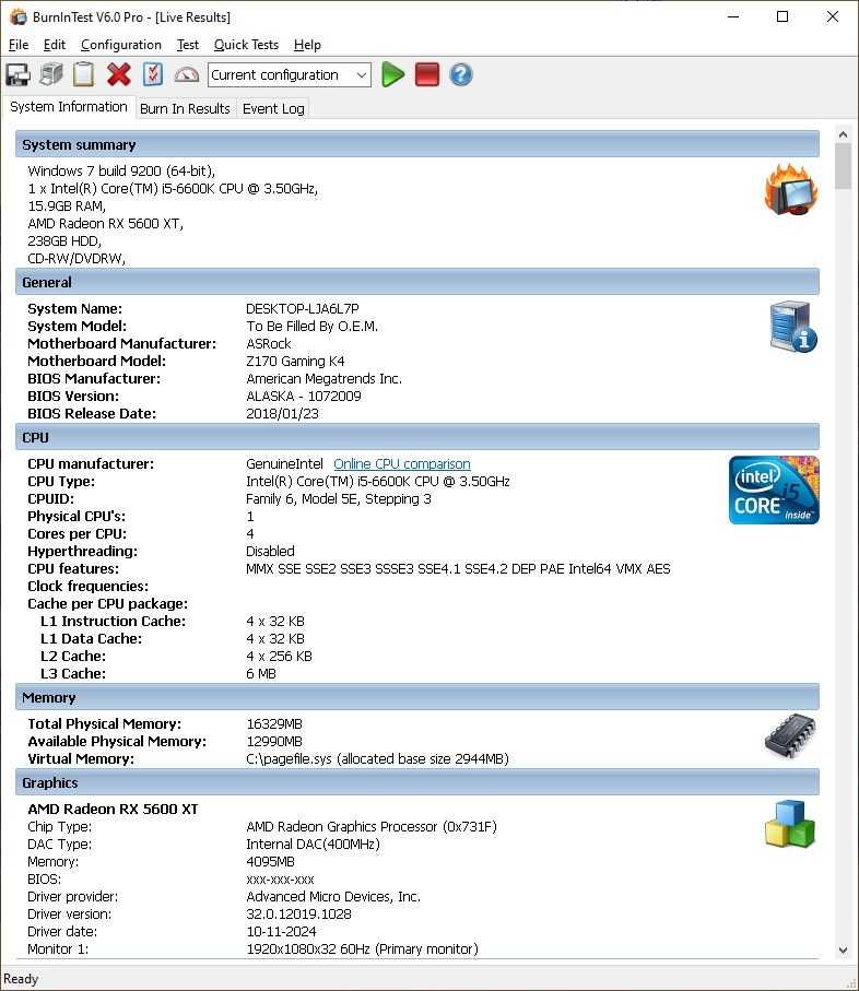 Komputer i5-6600k, Asrock Z170 K4, 16 GB DDR4, SSD 256GB, AMD 5600XT