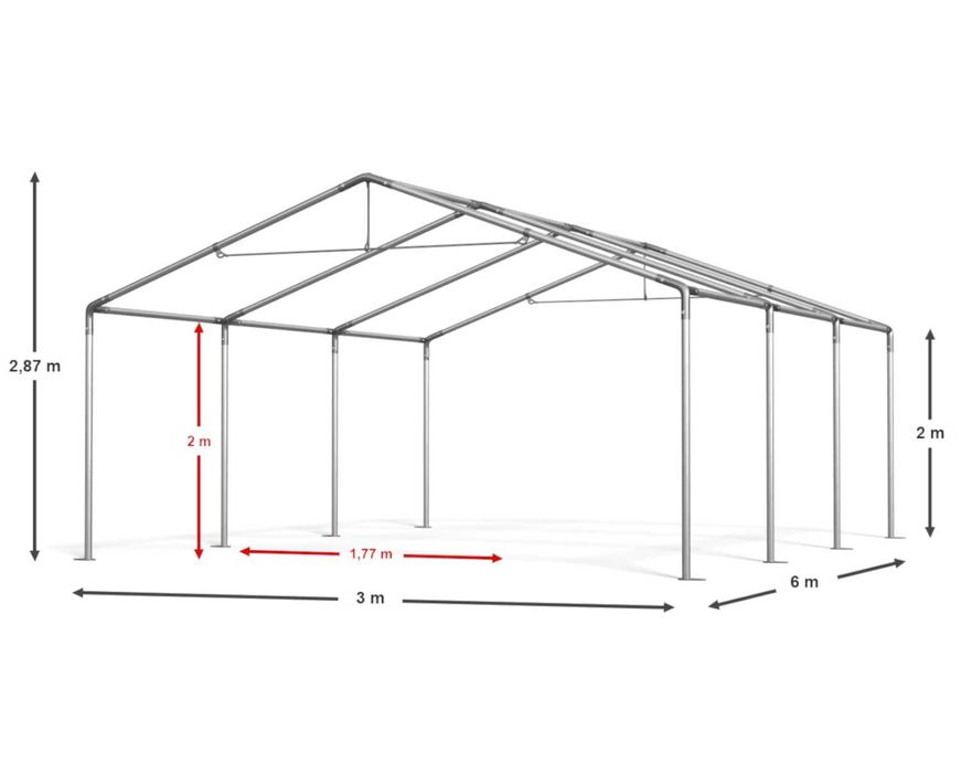 Namiot imprezowy namiot ogrodowy wiata  imprezowa komunie 3x6x2m ISD S