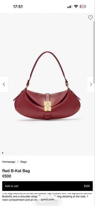 Ganni red B-Kat bag