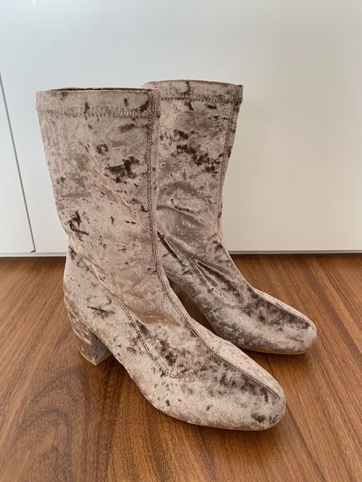 Sock boots de veludo rosa