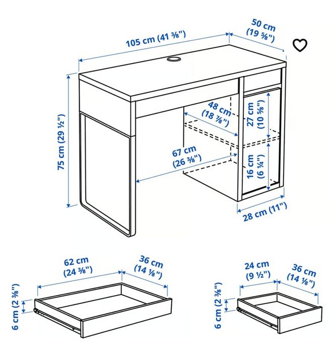 Secretária IKEA modelo MICKE azul