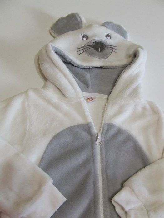 Kigurimi, pajac, onesie, kombinezon - mysz piżamka z futerka r.98-104
