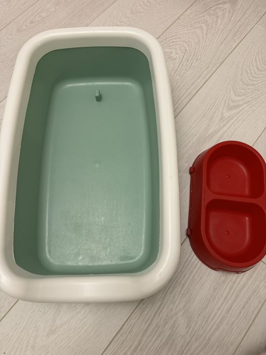Туалет для котиків і миска