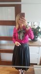 Spódnica, plisowana spódnica, czarna, eco skóra, gumka, midi, 8, S, M