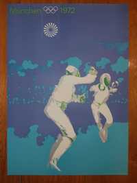 Plakat vintage Monachium 1972 Olimpiada komplet szermierka