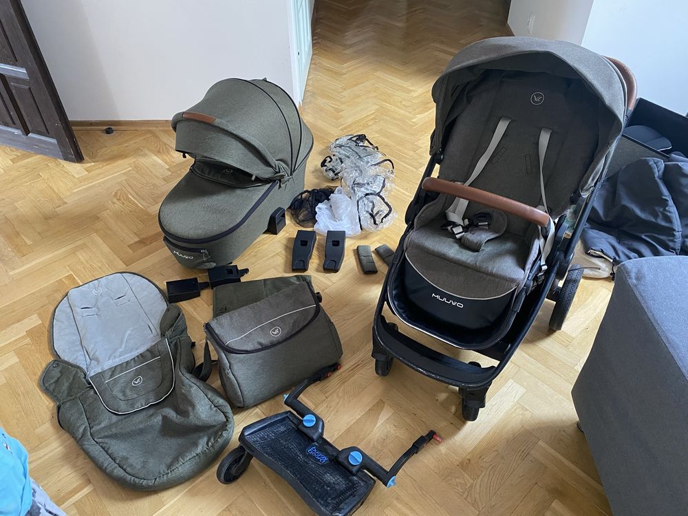 Wózek 2w 1 muuvo quick, dostawka, parasolka,uchwyt na kubek