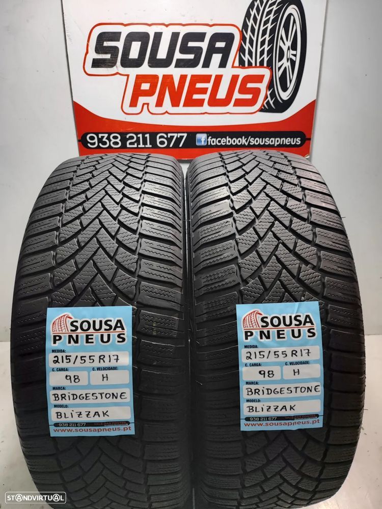 2 pneus semi novos 215-55r17 bridgestone - oferta dos portes 110 EUROS