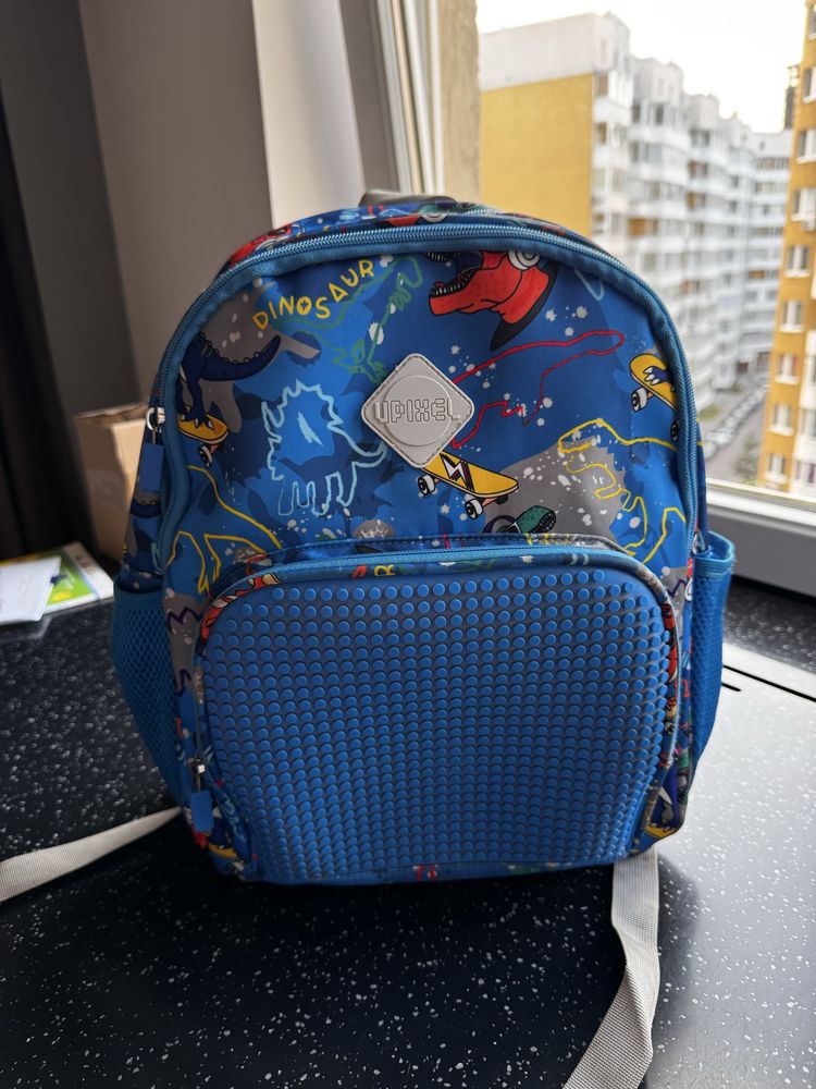 Шкільний рюкзак синій динозаври upixel futuristic kids bag dinosaur