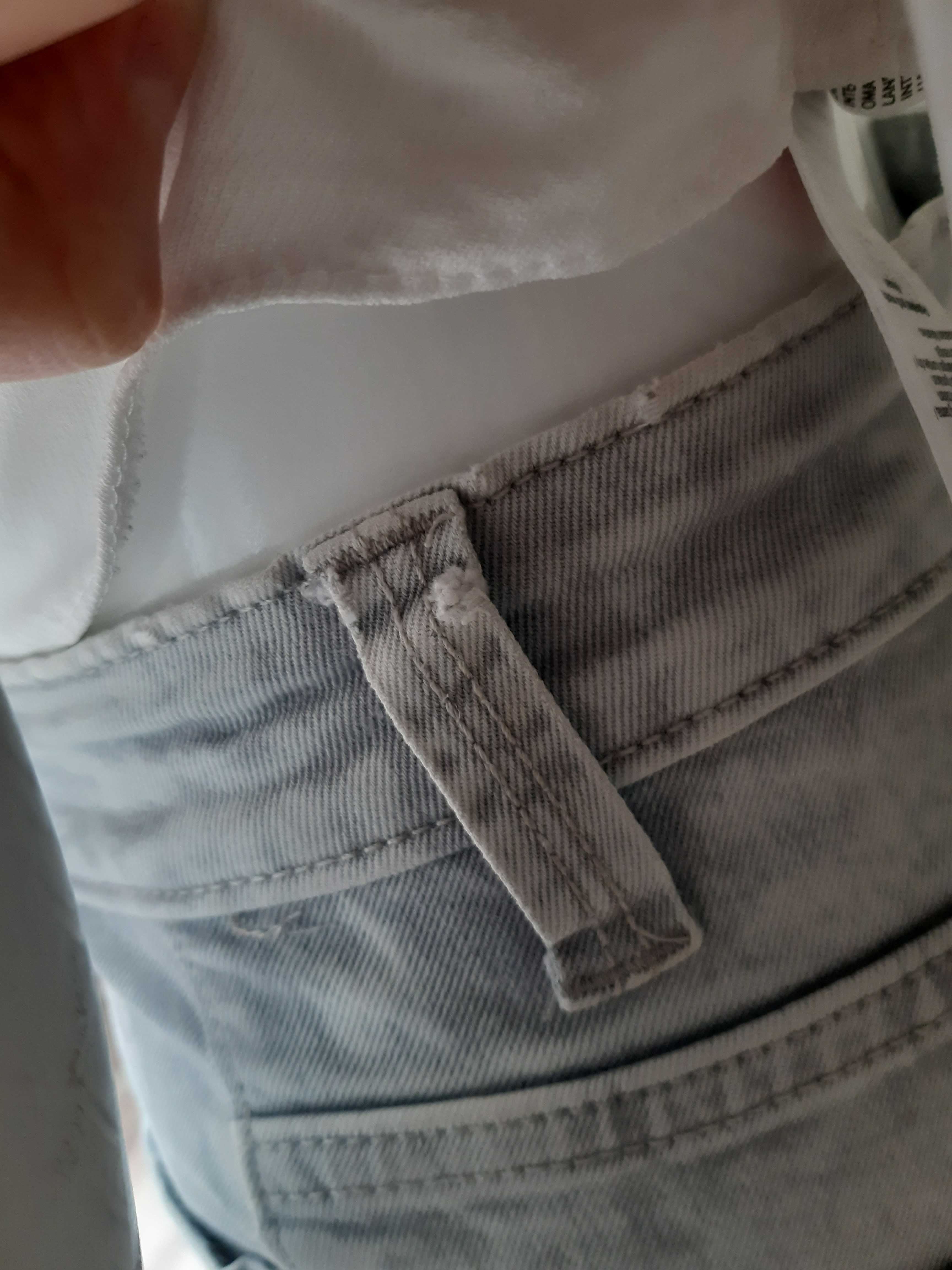 jasnoszare jeansowe krótkie spodenki wyższy stan Lucy Denim XS